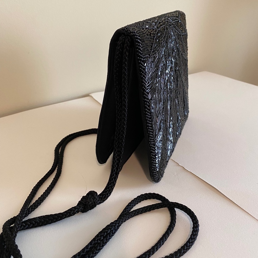 Black Beaded Evening Purse